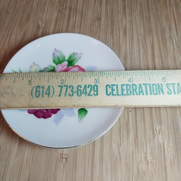 Occupied Japan Handpainted 4" Floral Decorative Set/3 Plates, Trinket Dish Hangs - Picture 12 of 14